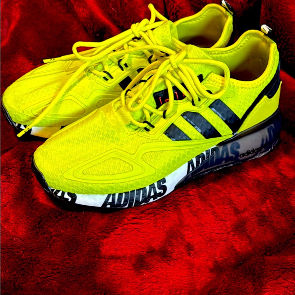adidas Bright Yellow and Black Athletic Shoes
